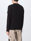 Men's Waffen Patch Crew Neck Raw Cotton Knit Top Black - STONE ISLAND - BALAAN 5