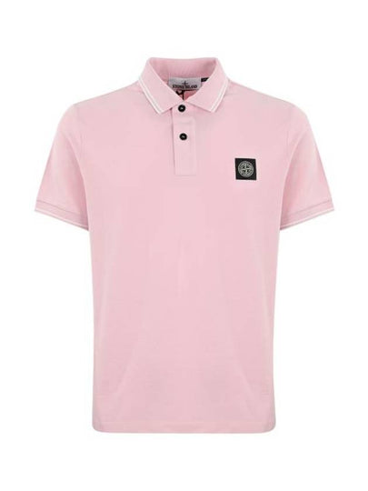 Stretch Cotton Pique Short Sleeve Polo Shirt Pink - STONE ISLAND - BALAAN 2