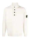 Wappen Patch Button Knit Top Ivory - STONE ISLAND - BALAAN 2