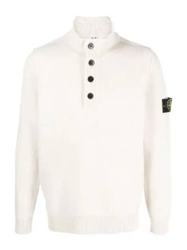 Wappen Patch Button Knit Top Ivory - STONE ISLAND - BALAAN 2