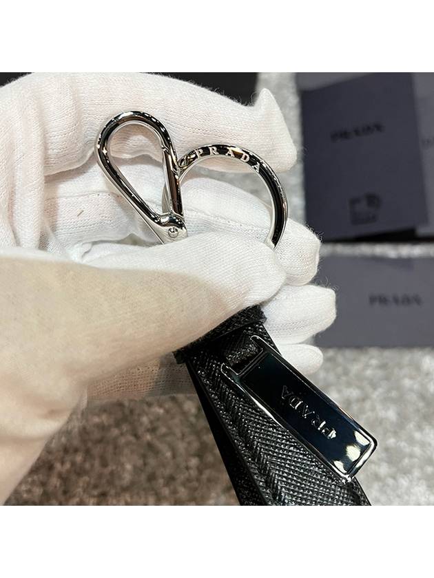 Logo Saffiano Leather Key Holder Black - PRADA - BALAAN 6