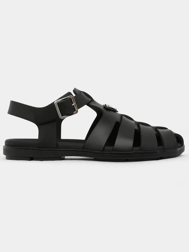 Triangle Logo Fisherman Rubber Sandals Black - PRADA - BALAAN 4