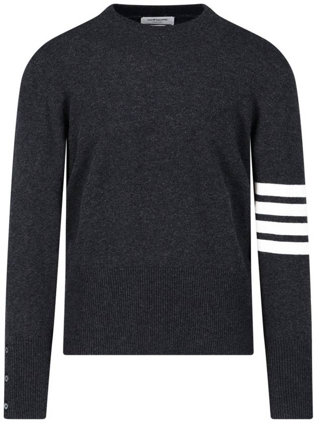 Diagonal Classic Cashmere Knit Top Dark Grey - THOM BROWNE - BALAAN 3