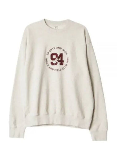 94 TRACK FIELD FLOCKED CREWNECK HEATHER OATMEAL CR644 - SPORTY & RICH - BALAAN 1