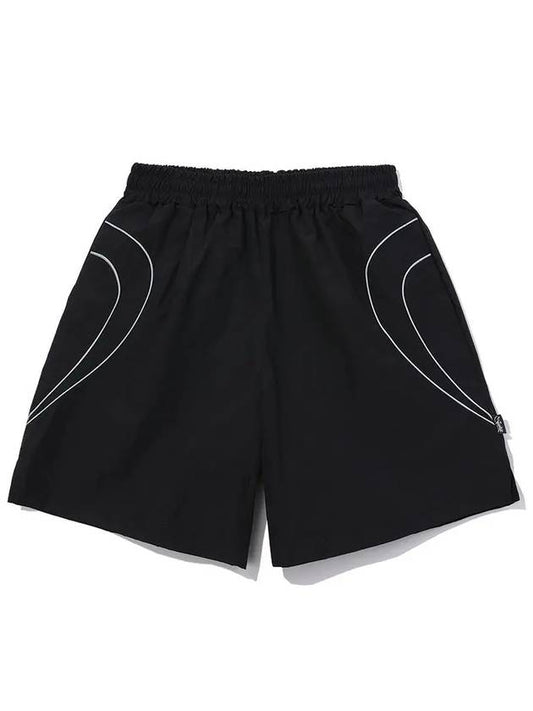 Curved line woven shorts black - CRUMP - BALAAN 1