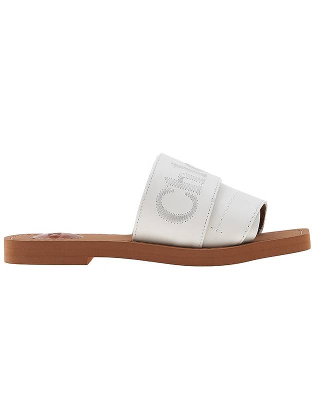 Woody Logo Leather Flat Slippers White - CHLOE - BALAAN 3