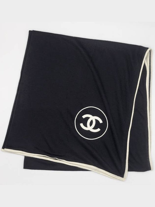 CC Logo Cashmere Silk Scarf Black - CHANEL - BALAAN 2