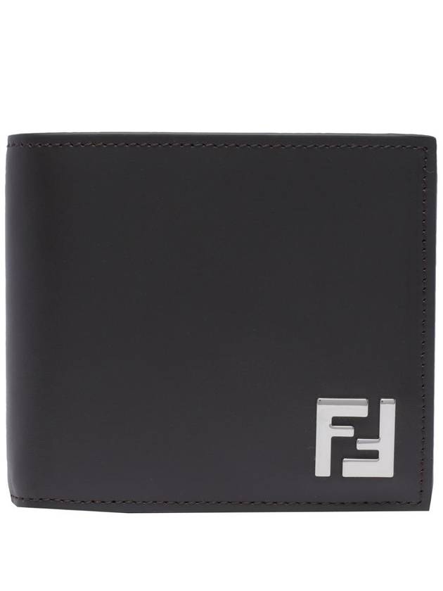 FF Square Leather Bi-Fold Half Wallet Brown - FENDI - BALAAN 1