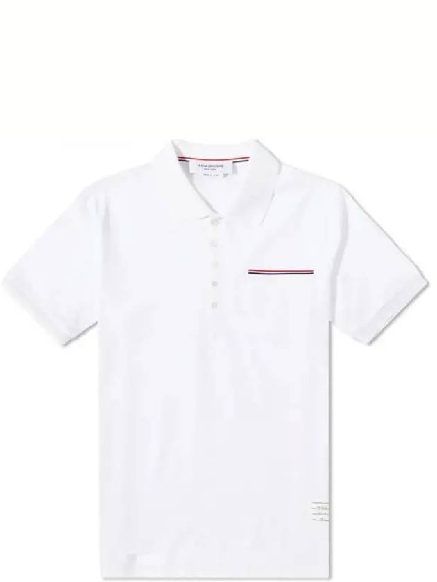 RWB Pocket Interlock Cotton Short Sleeve Polo Shirt White - THOM BROWNE - BALAAN 2