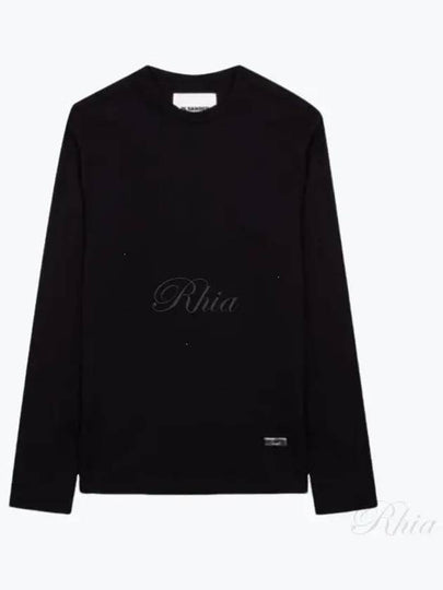 Logo Plaque Cotton Long Sleeve T-shirt Black - JIL SANDER - BALAAN 2