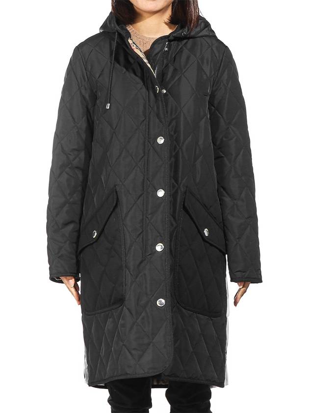 Diamond Quilted Hooded Single Coat Black - BURBERRY - BALAAN 2