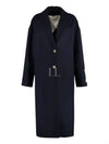 Women's Cocoon Gold Button Patch Single Coat Navy - GOLDEN GOOSE - BALAAN 2