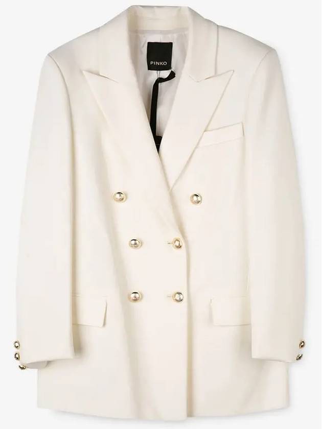 Women's Double Breasted Pocket Jacket White - PINKO - BALAAN 3