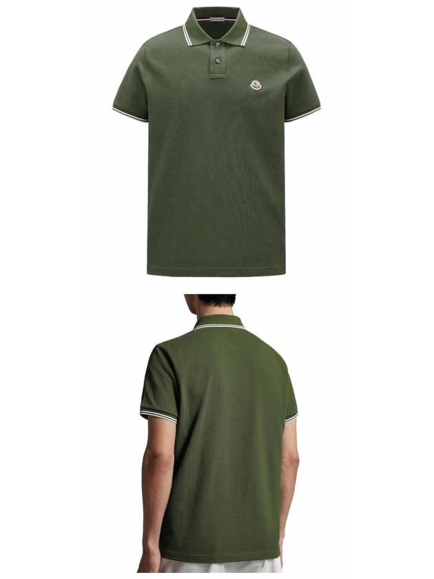 Men's Logo Patch Short Sleeve Polo Shirt Green - MONCLER - BALAAN 5