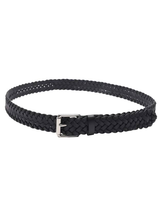 ntreciato Leather Belt Black - BOTTEGA VENETA - BALAAN 1