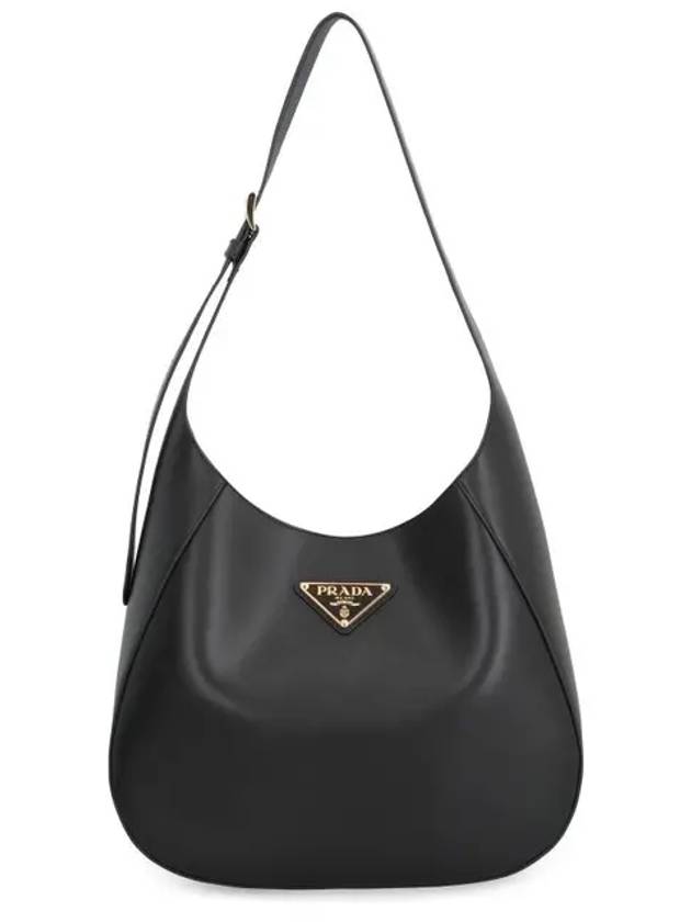 Triangle Logo Leather Shoulder Bag Black - PRADA - BALAAN 2