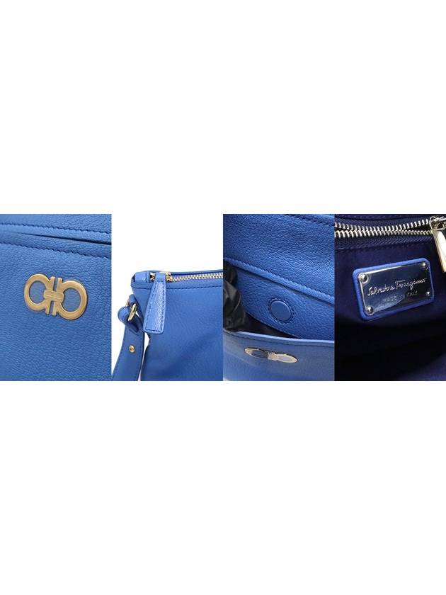 Women s Ferragamo 21 F644 Blue Calfskin Gold Plated Gancini MIKA Tote 2WAY gt bag Gangbuk used luxury goods - SALVATORE FERRAGAMO - BALAAN 9