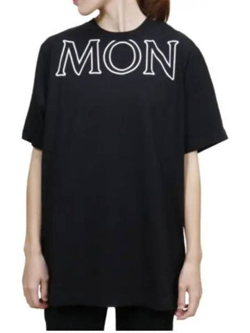 Women s Maxi Logo Short Sleeve T Shirt Black White 8C00022 829HP - MONCLER - BALAAN 1