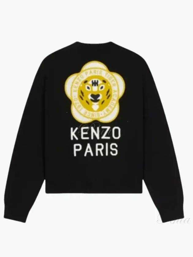 Women's Tiger Academy Wool Knit Top Black - KENZO - BALAAN 2