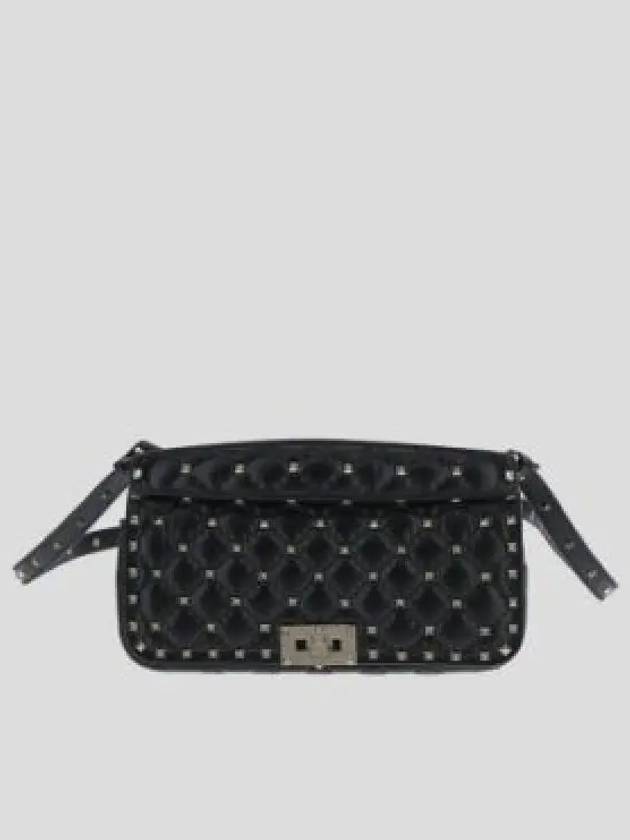 Rockstud Spike Leather Shoulder Bag Black - VALENTINO - BALAAN 2