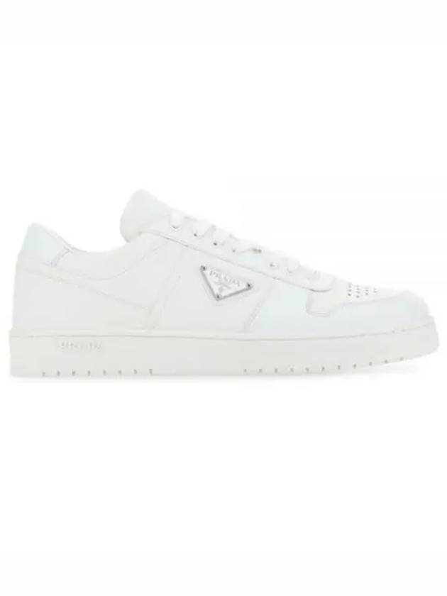 Downtown Triagle Logo Leather Low Top Sneakers White - PRADA - BALAAN 2