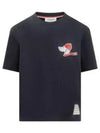 Festive Jersey Button Hector Short Sleeve T Shirt Navy - THOM BROWNE - BALAAN 2