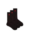 Heart Logo Socks 3 Pack Black - AMI - BALAAN 4