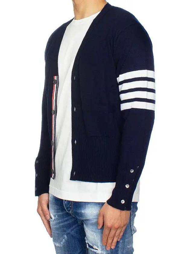 Men's Diagonal Classic Cashmere Cardigan Navy - THOM BROWNE - BALAAN 4