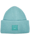 Face Patch Ribbed Wool Beanie Turquoise Blue - ACNE STUDIOS - BALAAN 2