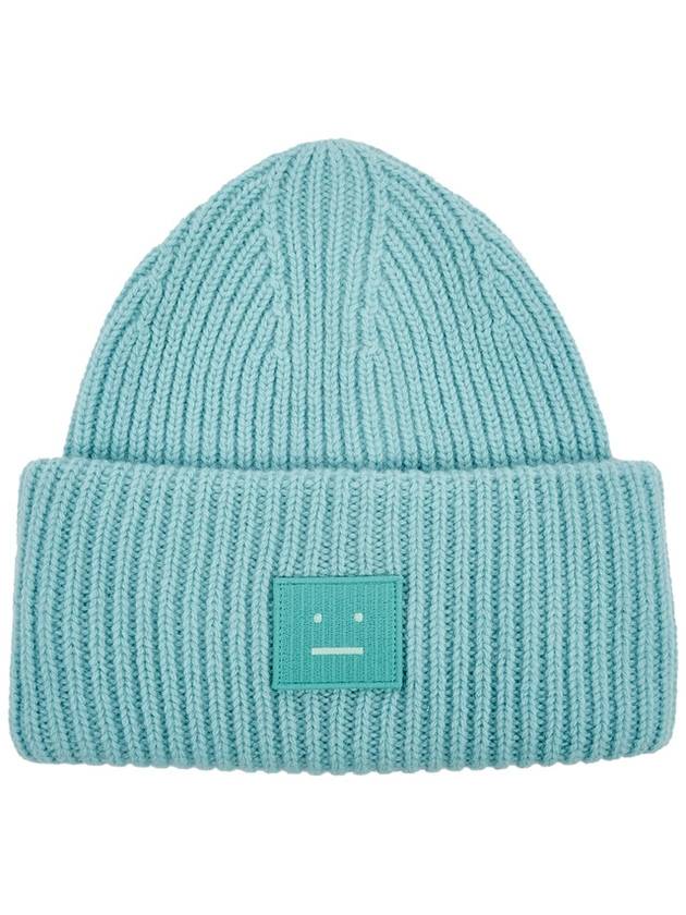 Large Face Patch Beanie Turquoise Blue - ACNE STUDIOS - BALAAN 1