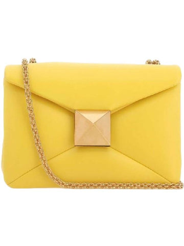 One Stud Nappa Leather Mini Chain Shoulder Bag Yellow - VALENTINO - BALAAN 1