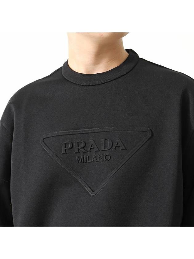 Embossed Triangle Logo Sweatshirt Black - PRADA - BALAAN 6