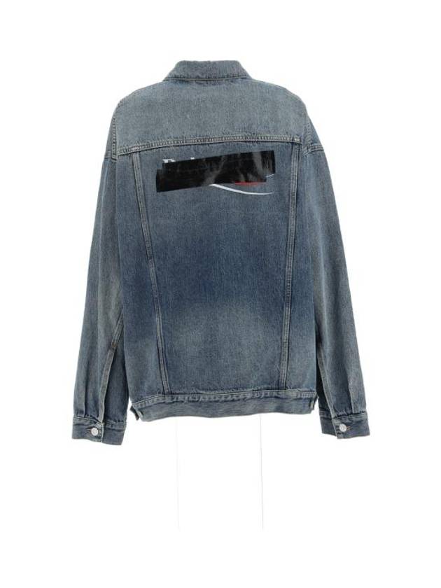 Back Logo Print Oversized Denim Jacket Blue - BALENCIAGA - BALAAN 3