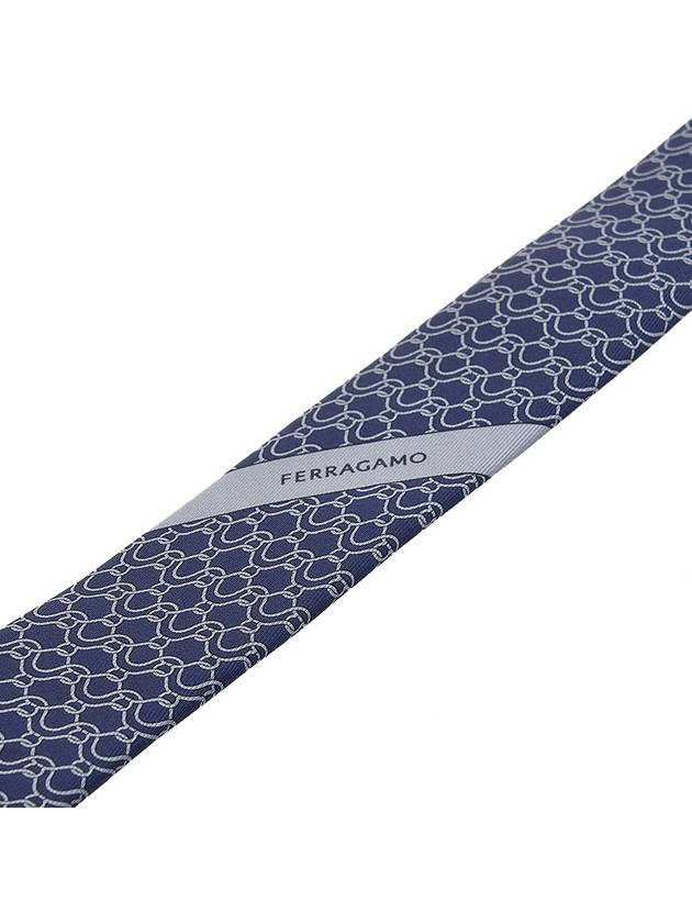 Ferragamo Men's Wave Print Silk Tie 35 0937 F BLU SCURO 0768208 - SALVATORE FERRAGAMO - BALAAN 8