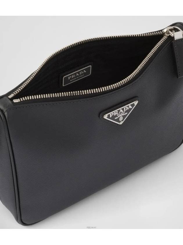 triangle logo leather shoulder bag black - PRADA - BALAAN 4