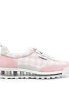 Gingham Boucle Clear Sole Tech Runner Low Top Sneakers Light Pink - THOM BROWNE - BALAAN 3