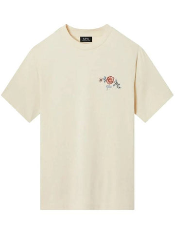 Oscar Floral Logo Short Sleeve T Shirt Ecru - A.P.C. - BALAAN 1