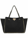 Rockstud Medium Tote Bag Black - VALENTINO - BALAAN 8