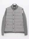 Men's Reversible Padded 4 Bar Funnel Neck Merino Jersey Padding Jacket Grey - THOM BROWNE - BALAAN 2