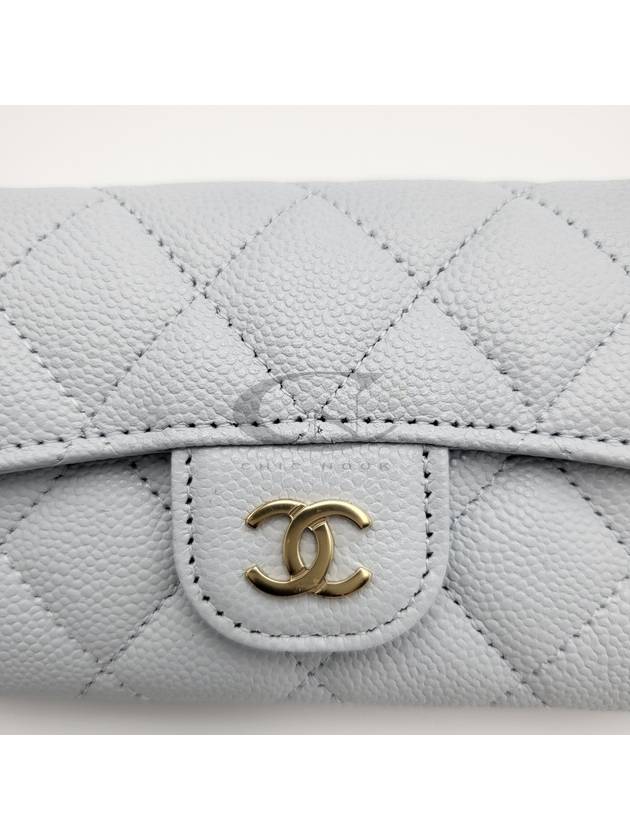 Classic flap wallet snap card light blue gold AP0214 - CHANEL - BALAAN 9