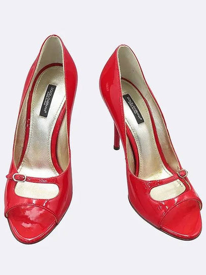 7592 Red color enamel open toe pumps women s shoes 250MM - DOLCE&GABBANA - BALAAN 2