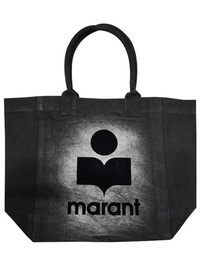 Women's Yenky Flocked Logo Tote Bag Black - ISABEL MARANT - BALAAN 2