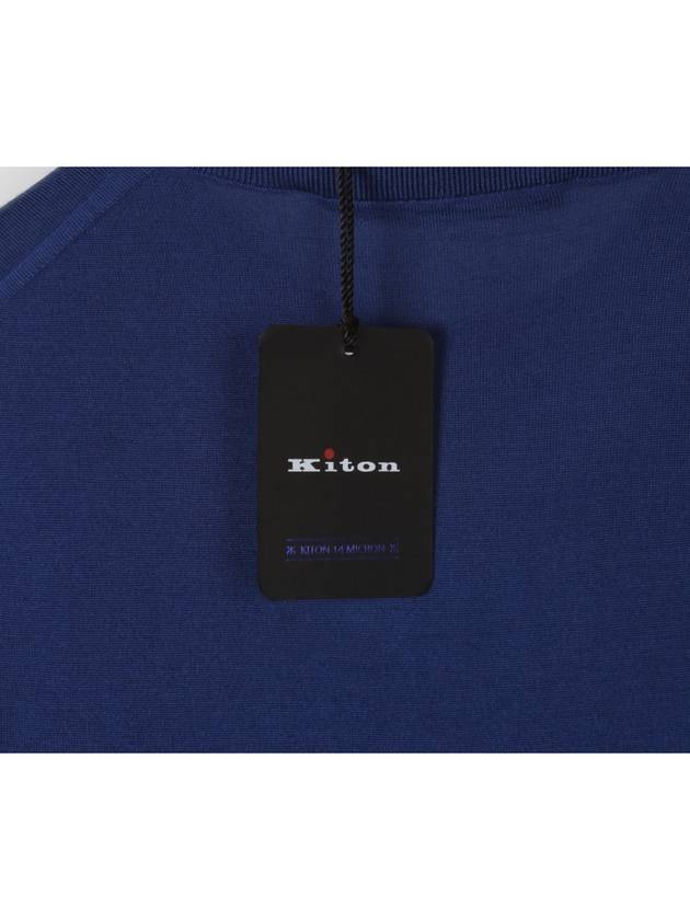 Men's Round Neck Wool Knit Top Blue - KITON - BALAAN.