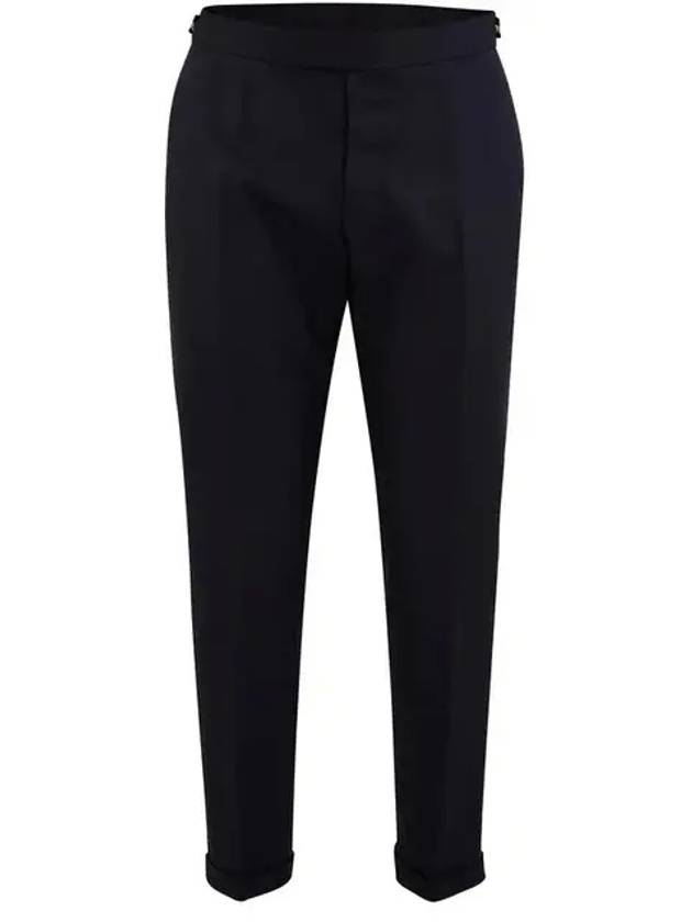 Low Rise Side Tab Wool Slacks Navy - THOM BROWNE - BALAAN 2