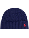 Embroidered Logo Cable Knit Beanie Navy - POLO RALPH LAUREN - BALAAN 2