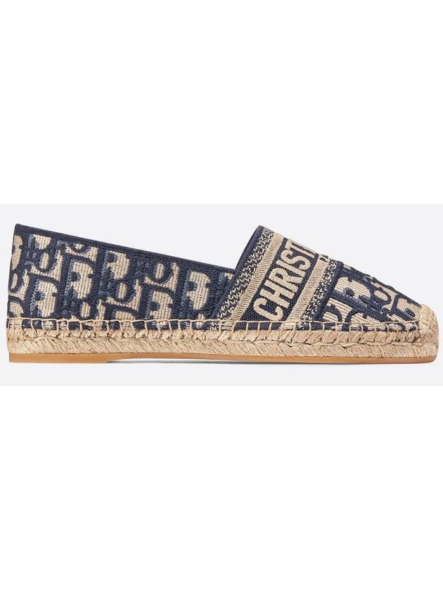 Granville Oblique Embroidered Cotton Espadrilles Blue - DIOR - BALAAN.