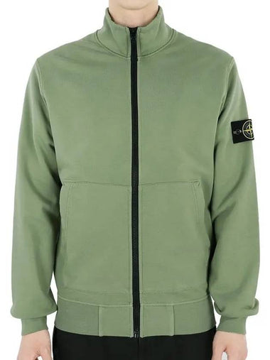 Wappen Patch Cotton Fleece Zip-up Jacket Khaki - STONE ISLAND - BALAAN 1