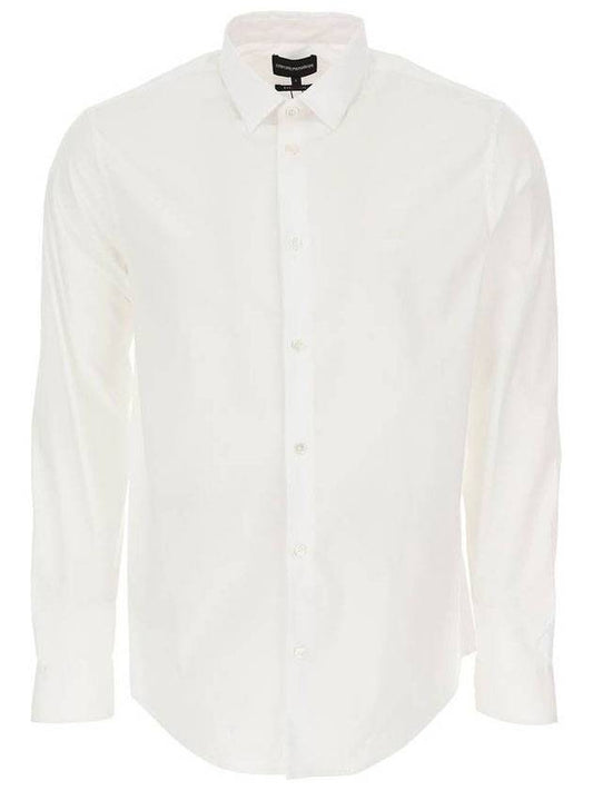 Men's Cotton Long Sleeve Shirt White - EMPORIO ARMANI - BALAAN 1