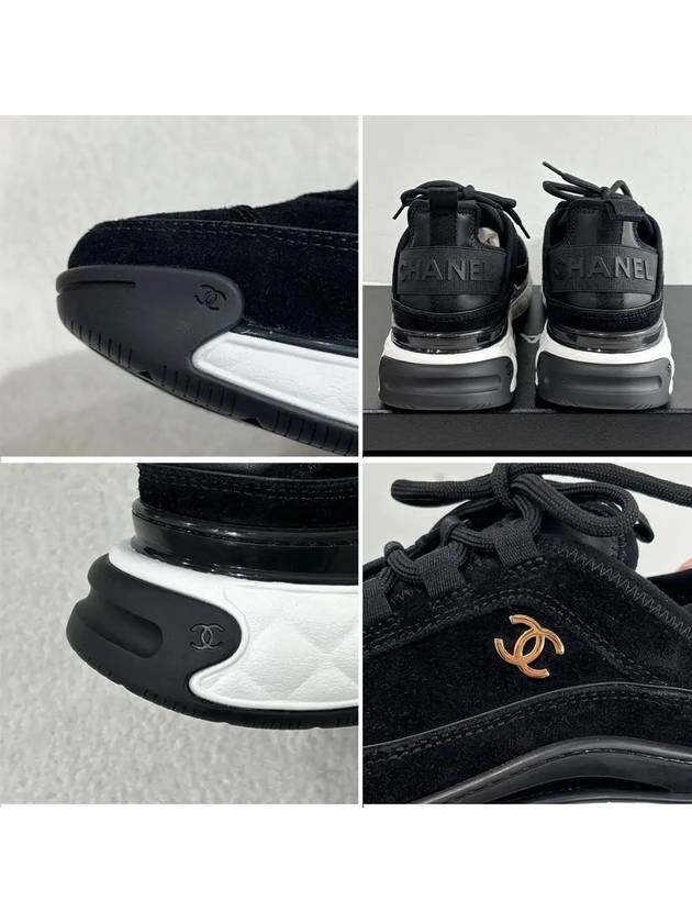 Mixed Fiber Suede Low Top Sneakers Black - CHANEL - BALAAN 6