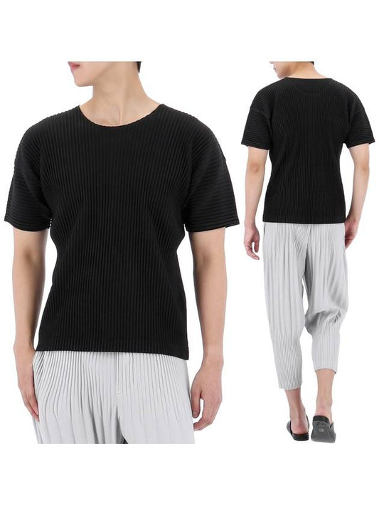 Pleated Short Sleeve T-Shirt Black - ISSEY MIYAKE - BALAAN 2